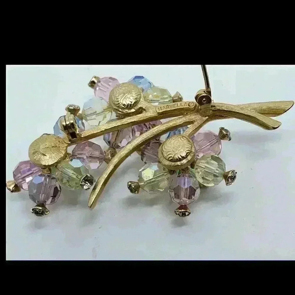 Vintage Marvella Brooch Faceted Glass Beads Head Pins Floral Pink Blue Lavender - Picture 5 of 8
